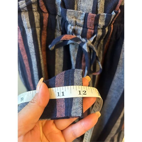 NWT Splendid Linen Blend Wide-leg Jumpsuit Sz M Striped sleeveless stretch waist - Picture 12 of 13